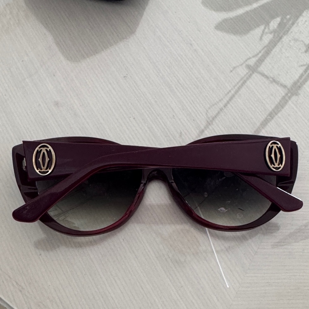 Cartier Burgundy Women's Sunglasses with Gold Emblem